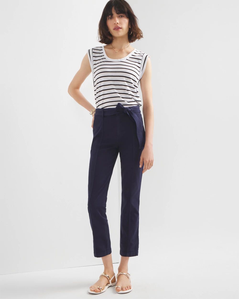 Pret High Rise Belted Straight Cropped Pant White House Black Market